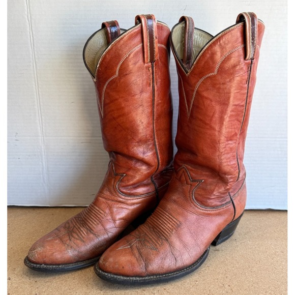 Men's Vintage Tony Lama 5084 Western Brown Leather Campus Cowboy Boots Size 9